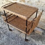 Rattan rolling table