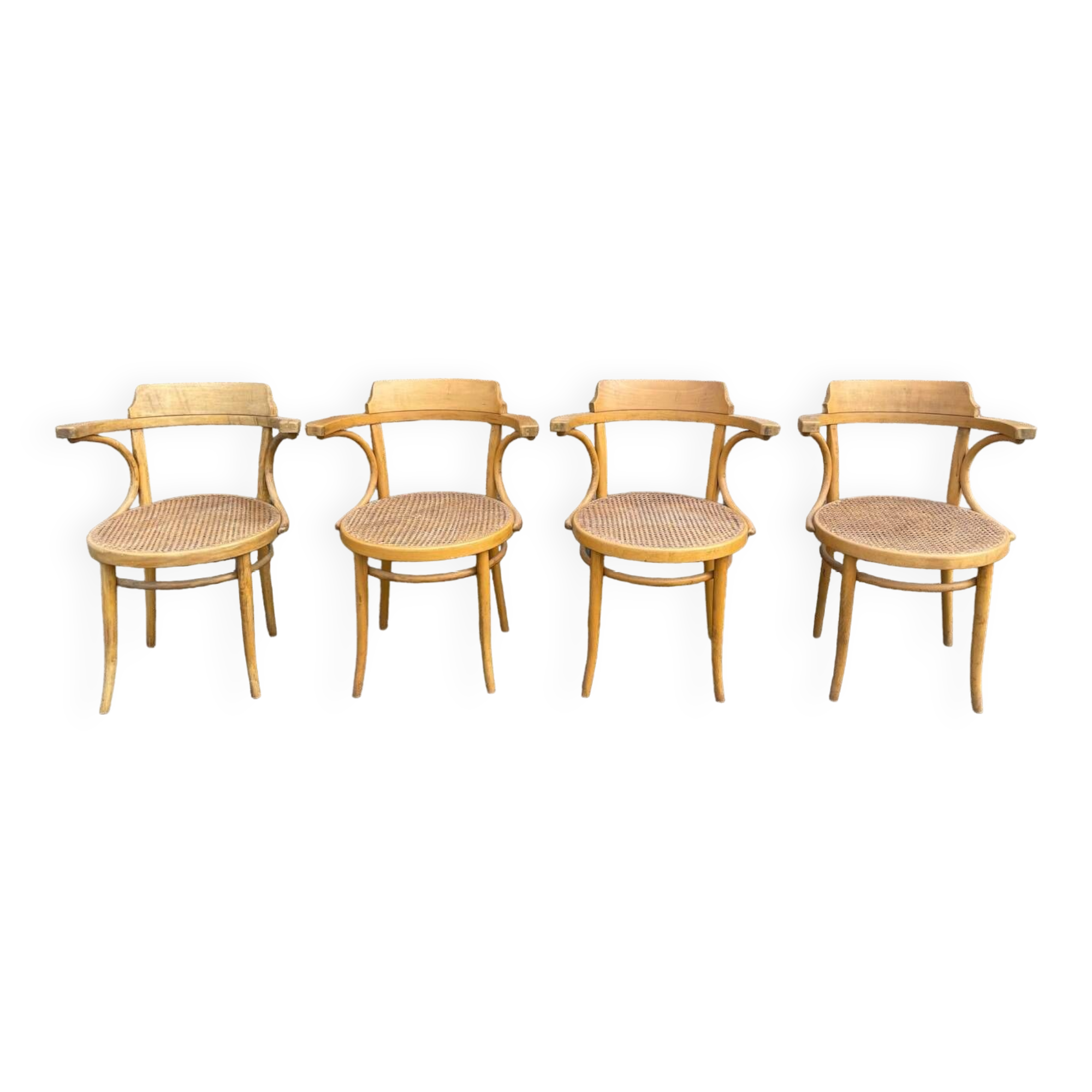 Lot de 4 chaises cannées
