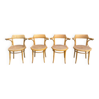 Lot de 4 chaises cannées