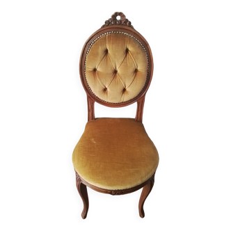 Antique velvet upholstered chair for bedroom or dressing table