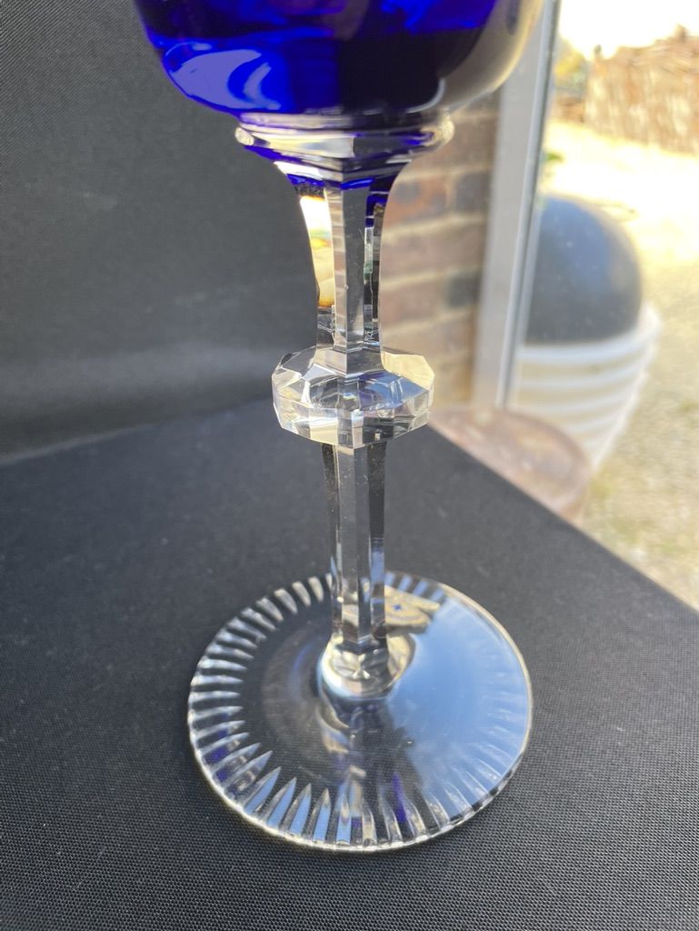 Josephinenhütte - red wine glasses (5) - Art Nouveau - Cut and engraved Crystal Roemer