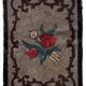 Tapis Hooked antique américain – 63 x 101 cm – Motif floral - 1C977
