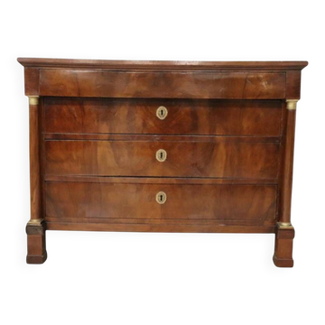 Antique Empire Chest Of Drawers In Walnut, Italy Early 19th Century