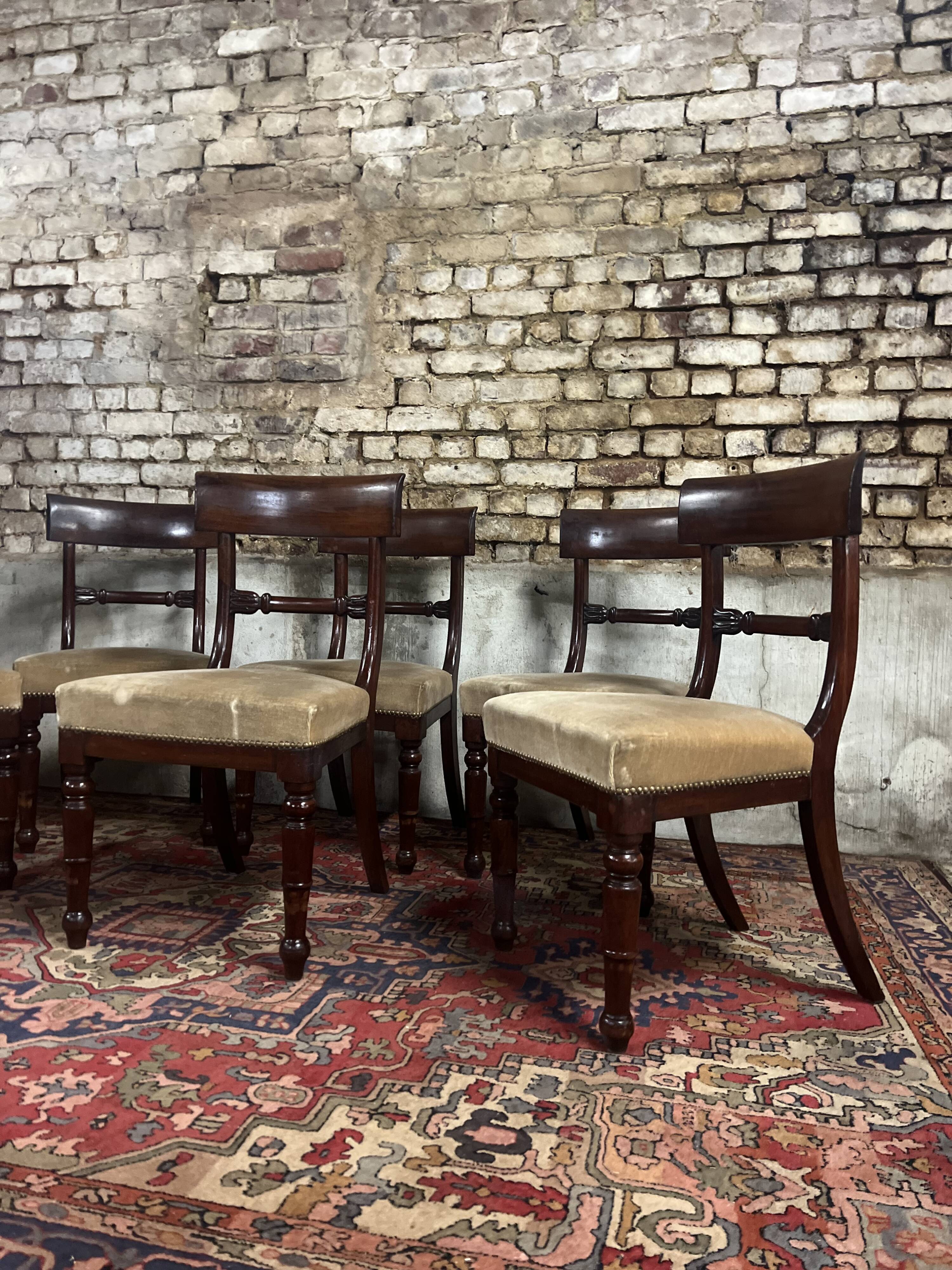 Suite Of Six Mahogany Chairs From The 19th Century Restoration Period