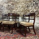 Suite De Six Chaises En Acajou D’époque Restauration XIX Eme Siècle