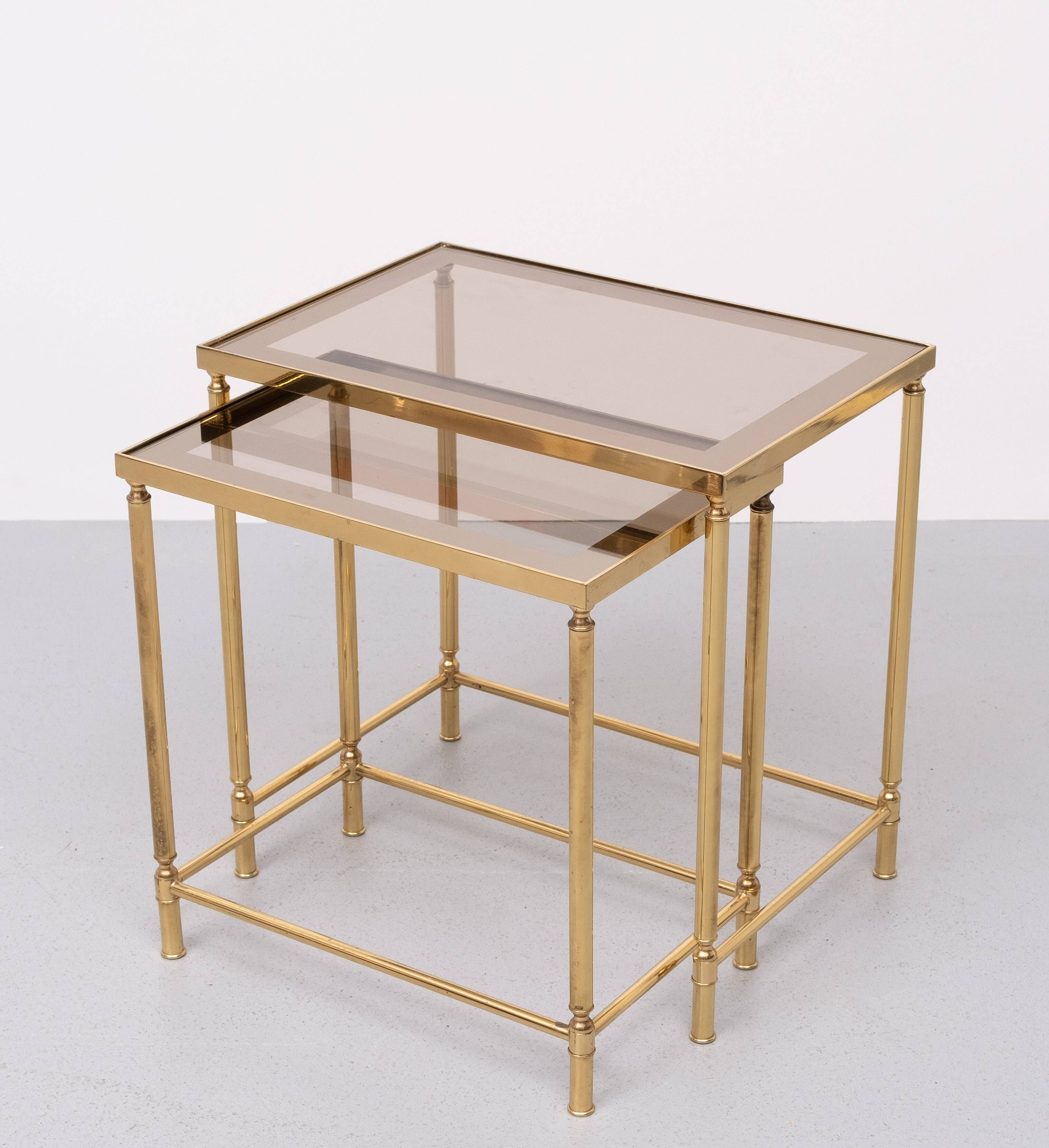 Brass side tables Hollywood Recency 1970s France