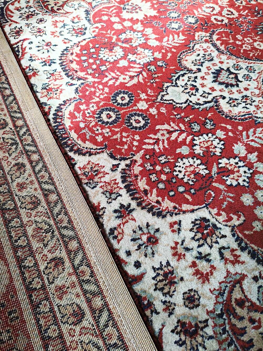 Large vintage carpet pure wool Persian design 240x340cm French made
