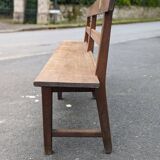 Large oak bench with back