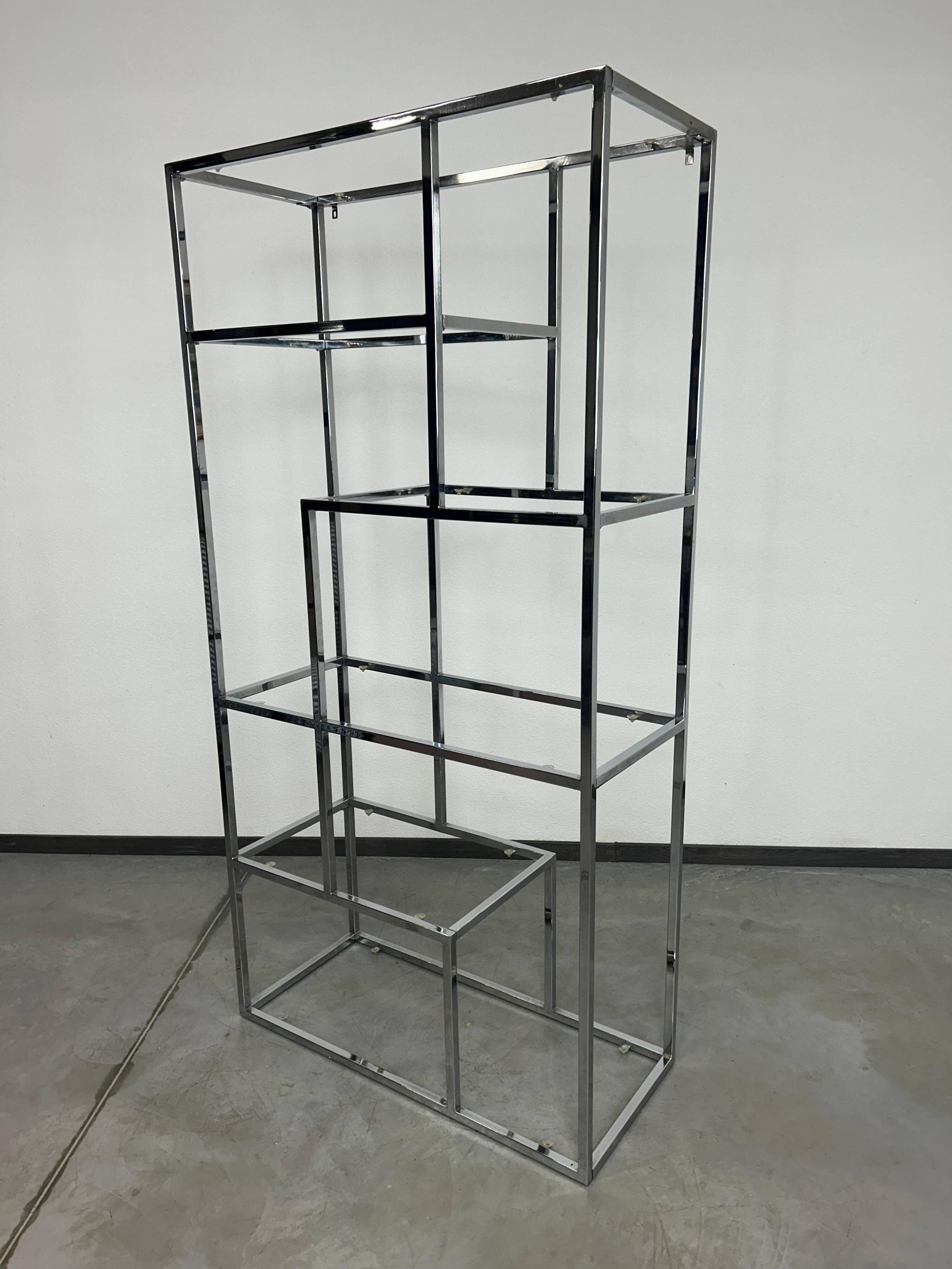 Mid-century modern chrome shelf by Milo Baughman