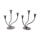 Pair of art deco candlesticks in stainless steel 3 flames, Spain, 1970
