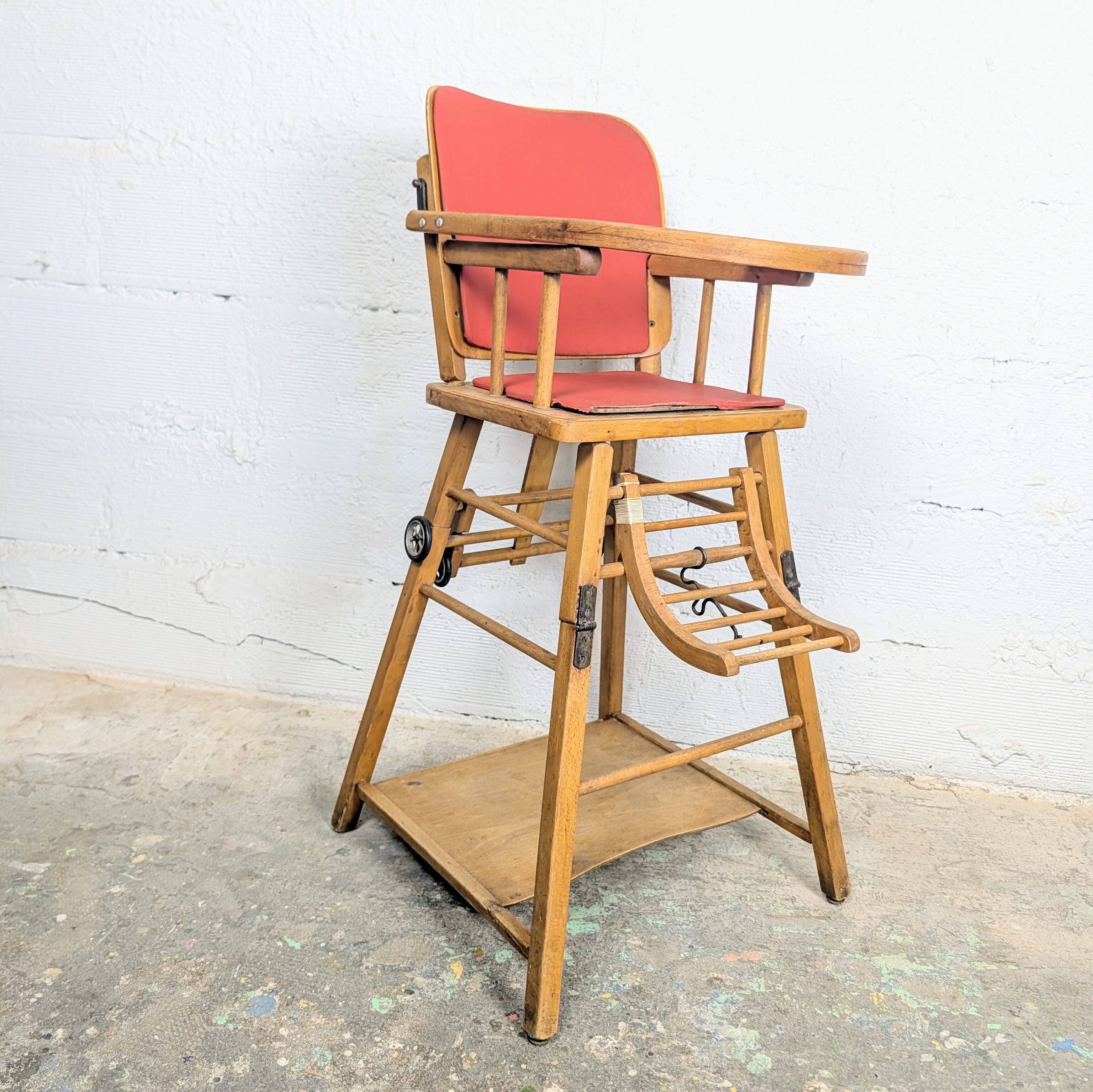Chaise haute bébé vintage transformable
