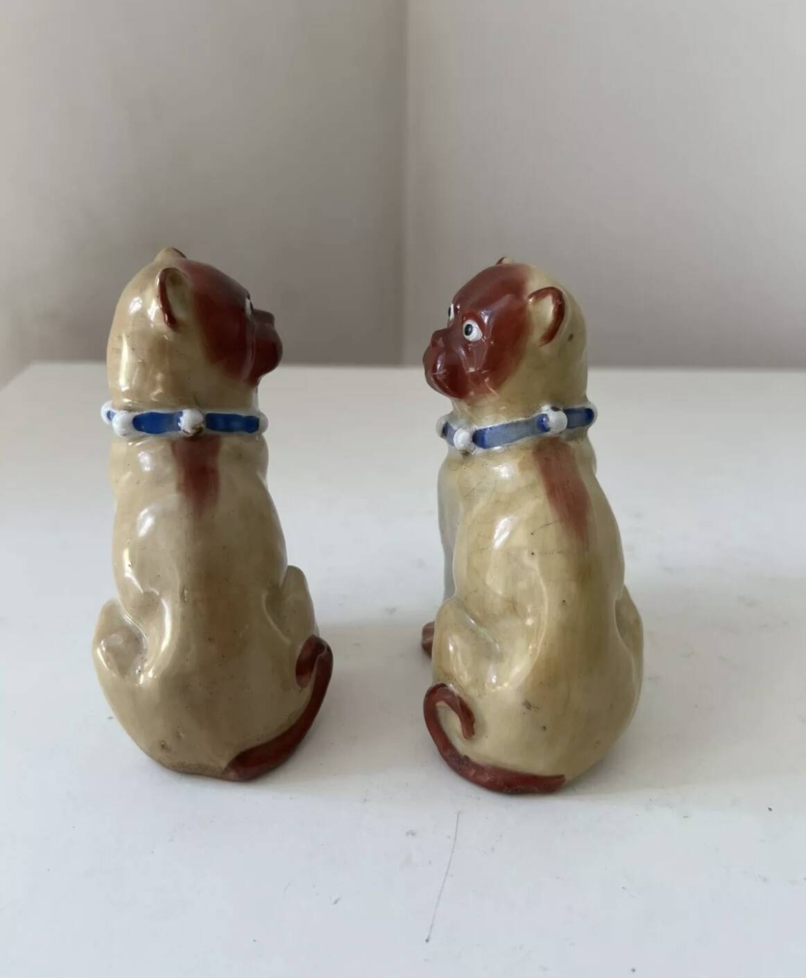 Pair of porcelain pugs Pug dog XIX Germany Saxony Meissen ?