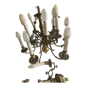 Lustre flamand et deux appliques