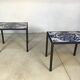 Italian ceramic tiles & steel side tables or nightstands, 1970s, set of 2