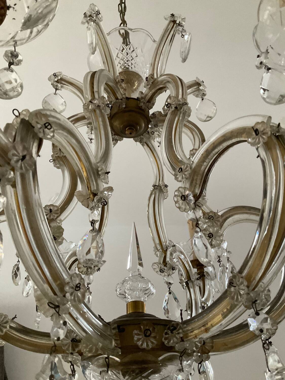 Old Venetian chandelier in crystal and bronze