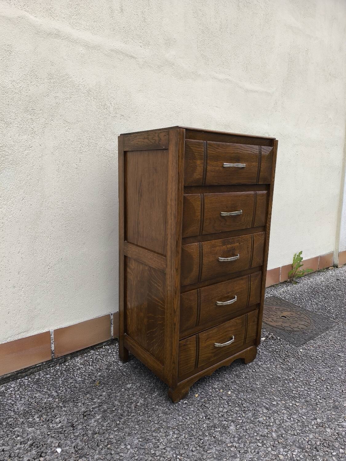 Art Deco oak chiffonier