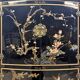 Vintage Chinese lacquer cabinet with black flowers and birds / bohemian