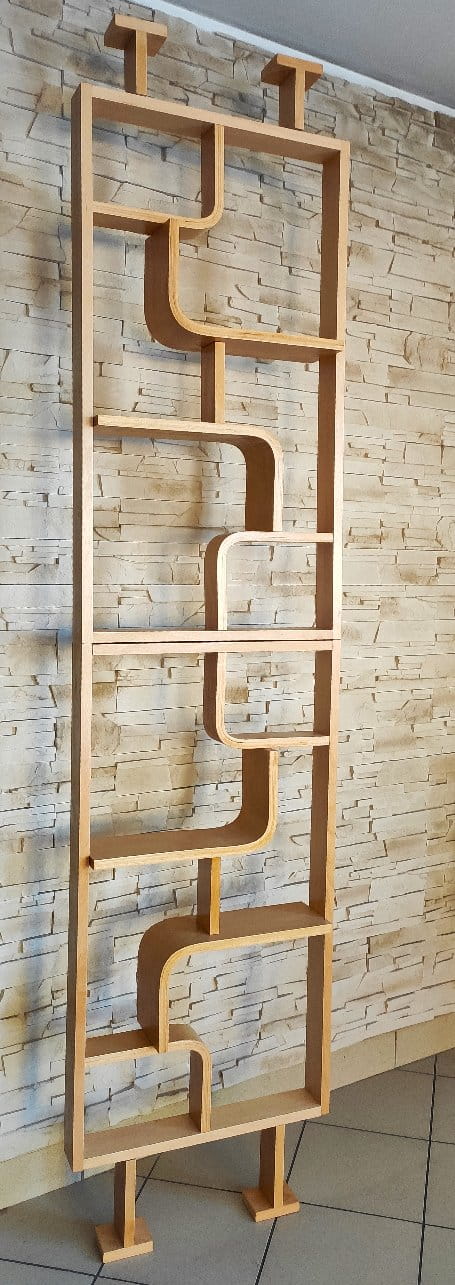 Bent plywood wall, bookcase, flowerbed, Volak by Holesov, 1960s Czechoslovakia