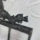 Patinated metal wall bracket and porcelain