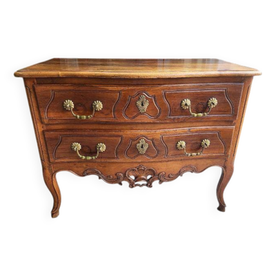 Commode louis xv en noyer 2 tiroirs traverse ajouree du xviii ème siecle