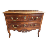 Louis xv walnut chest of drawers with 2 drawers and openwork cross-borders from the 18th century
