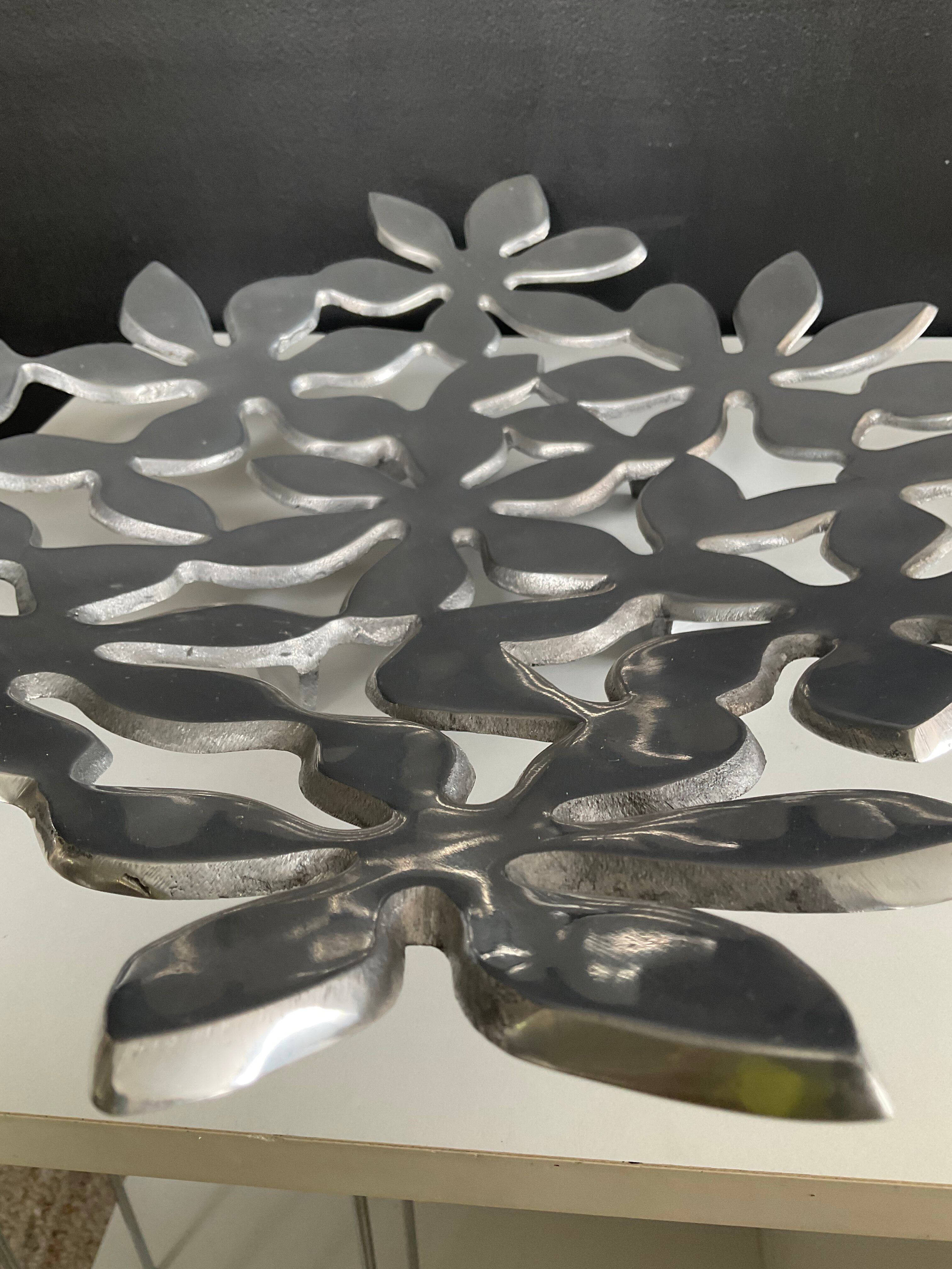 Vintage perforated aluminium cast iron centrepiece