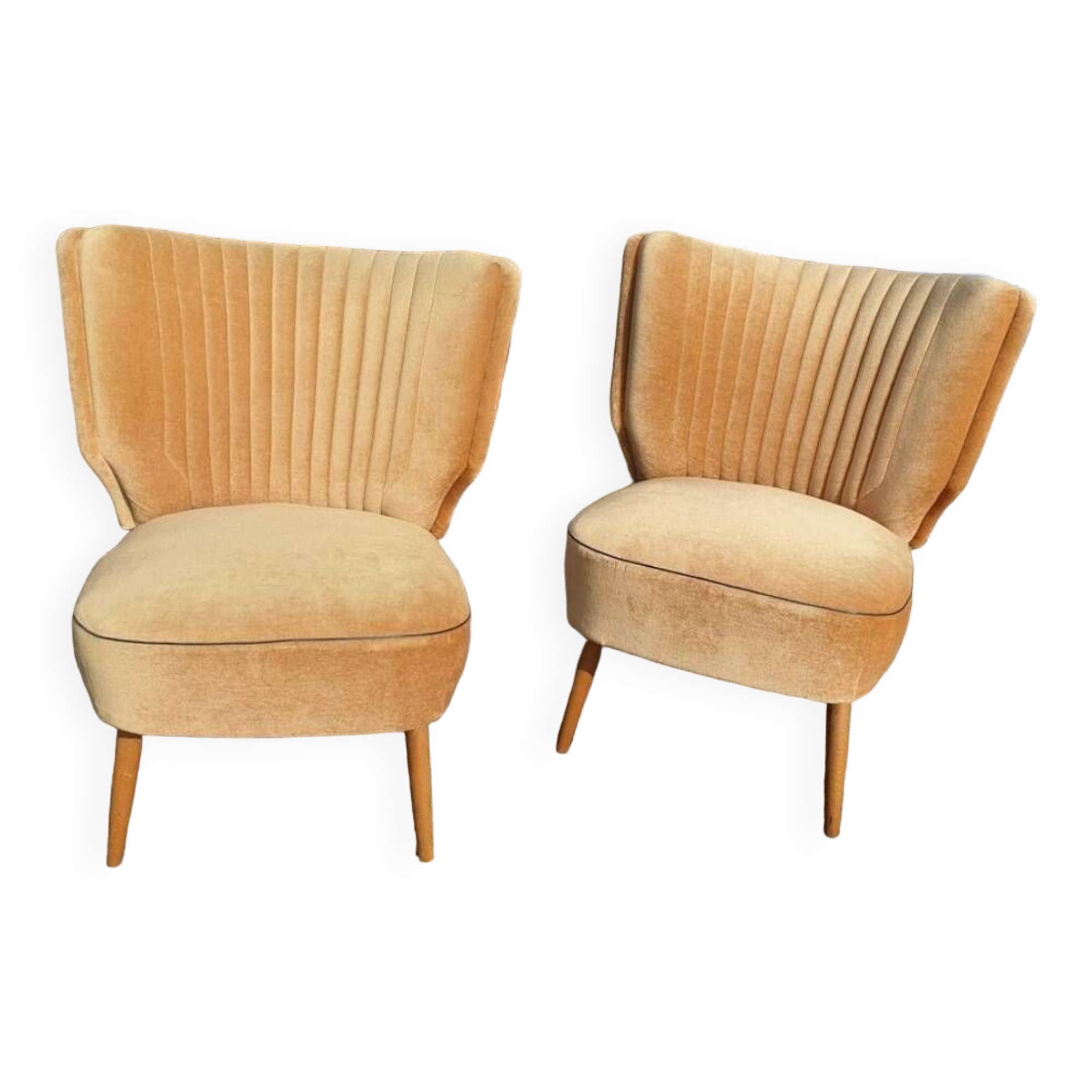 Cocktail armchairs shell back 60s 70s velvet