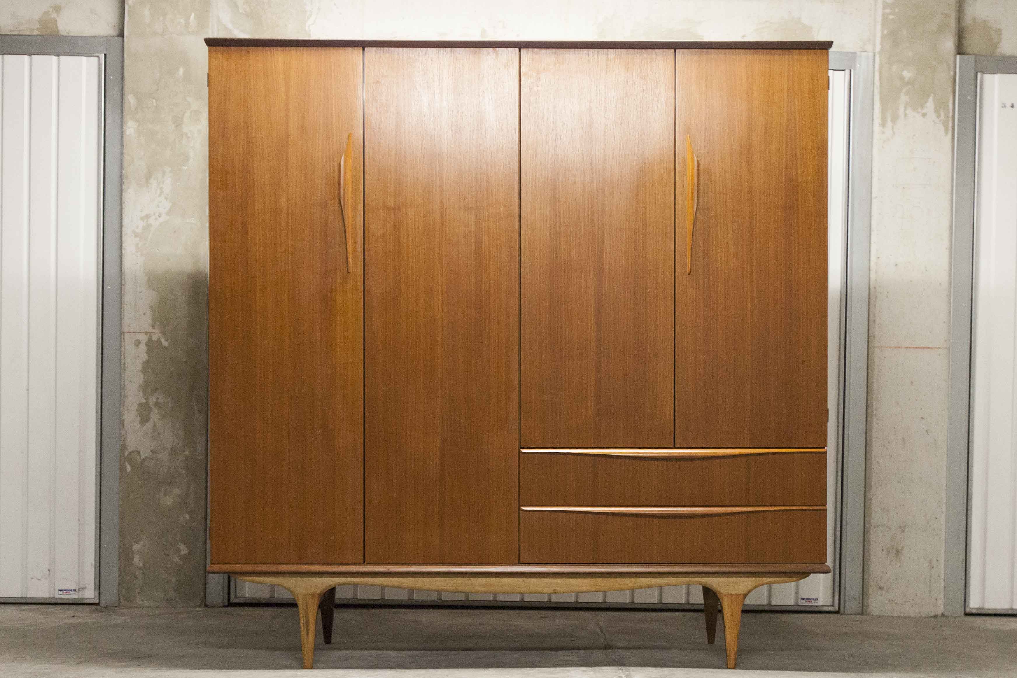 Scandinavian teak cabinet 1960 with mounting plan