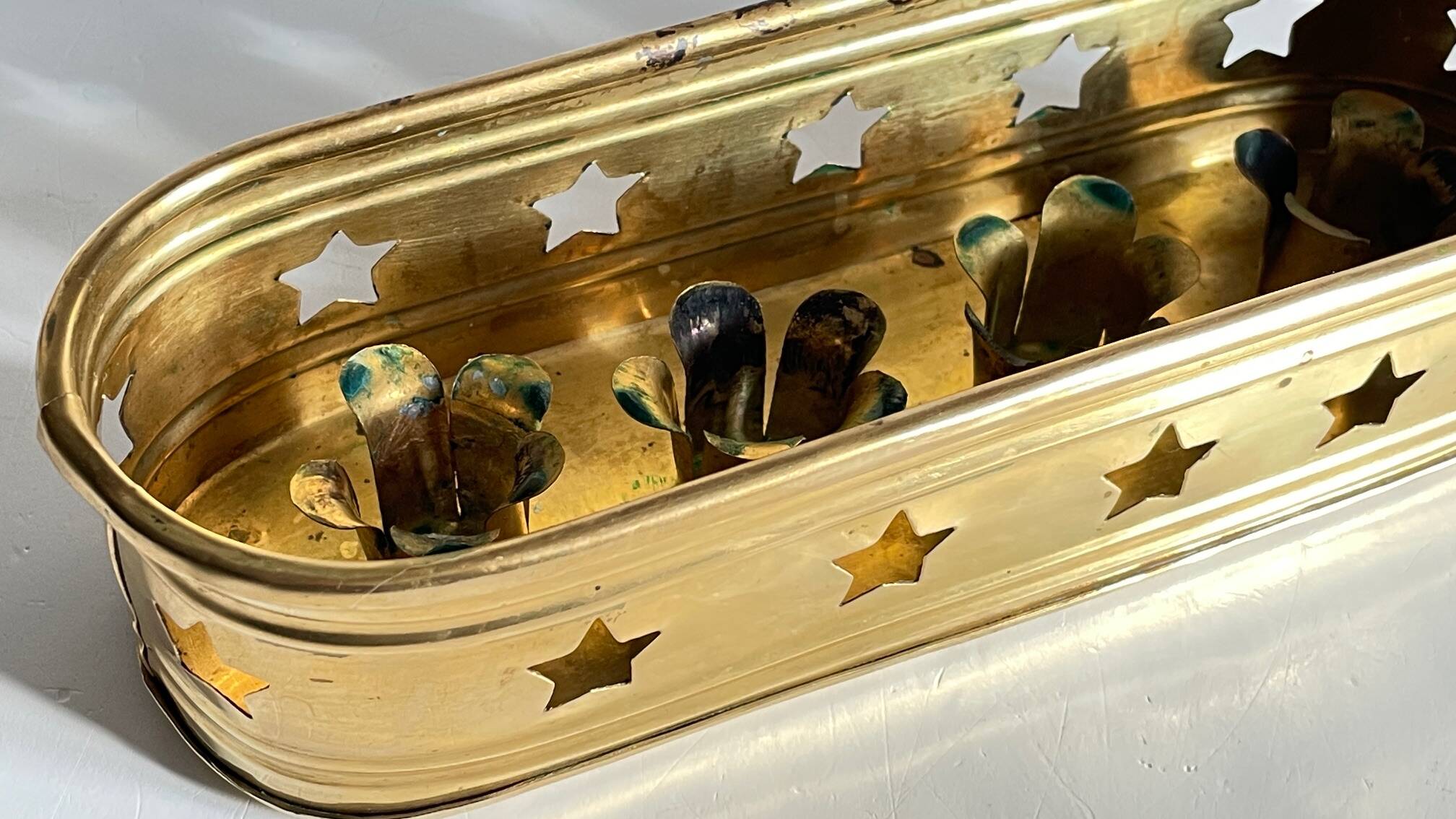 Bougeoir chandelier etoiles vintage laiton