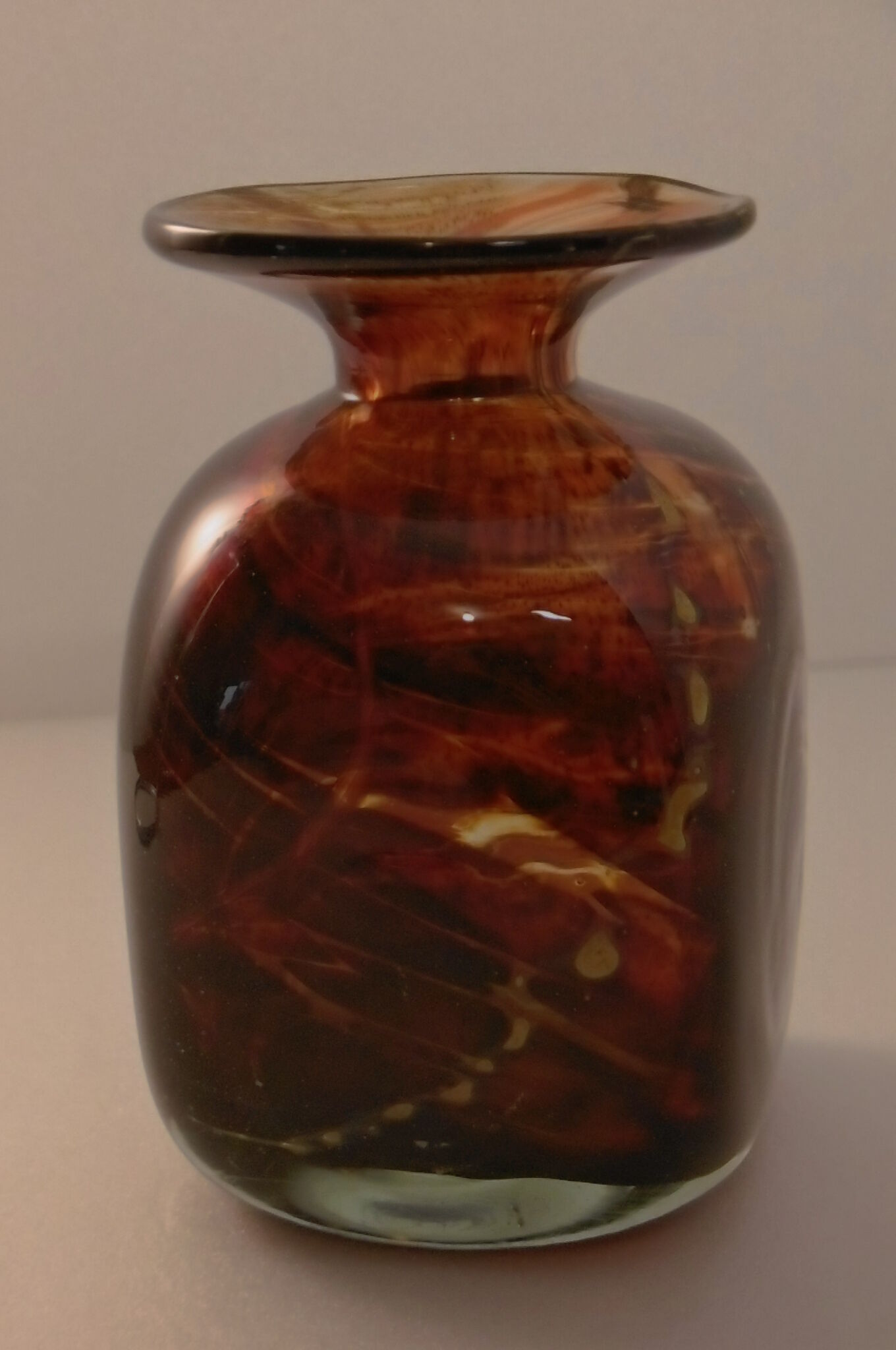 Amber-colored vase by Mdina