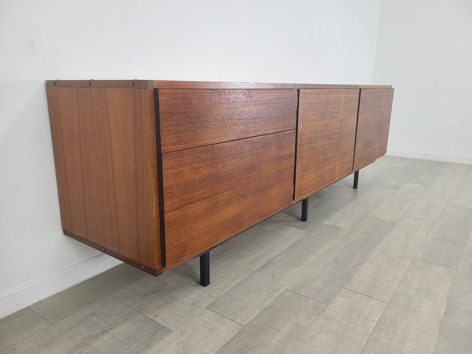 Vintage ARP sideboard in teak 1960s design Guariche Minvielle
