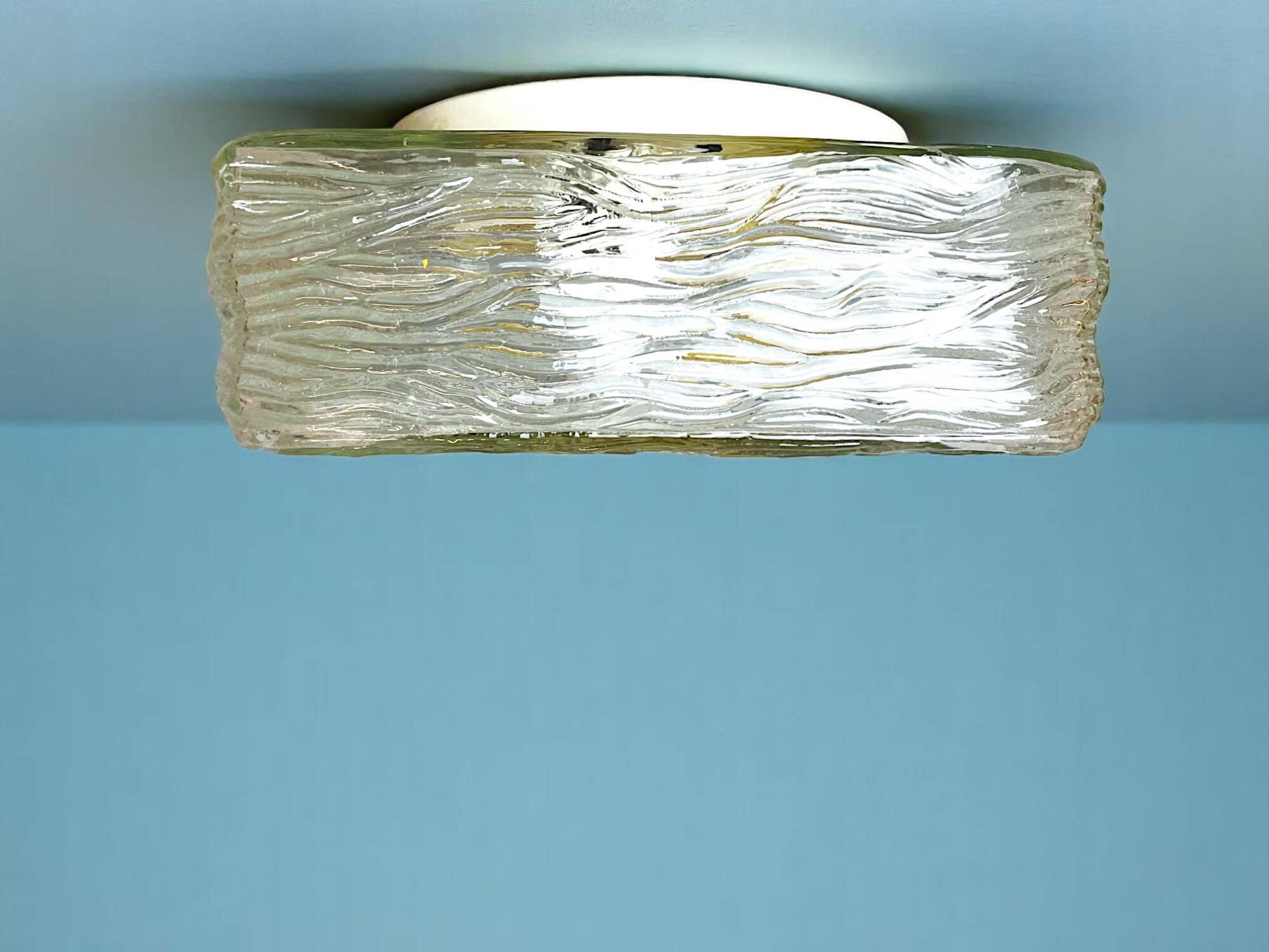 Square glass flush mounted ceiling or wall light