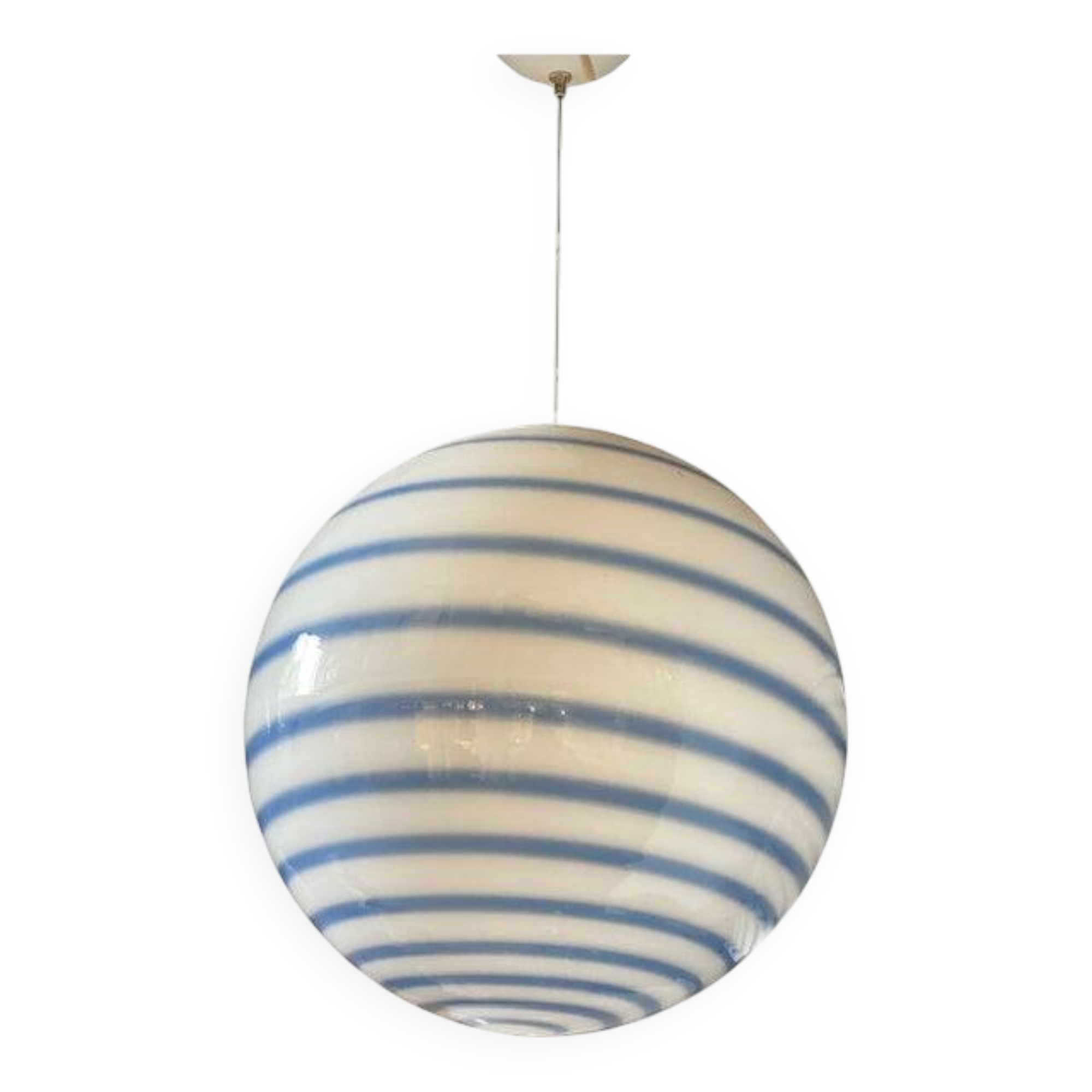 Murano Style Glass Pendant Swirling Blue and White