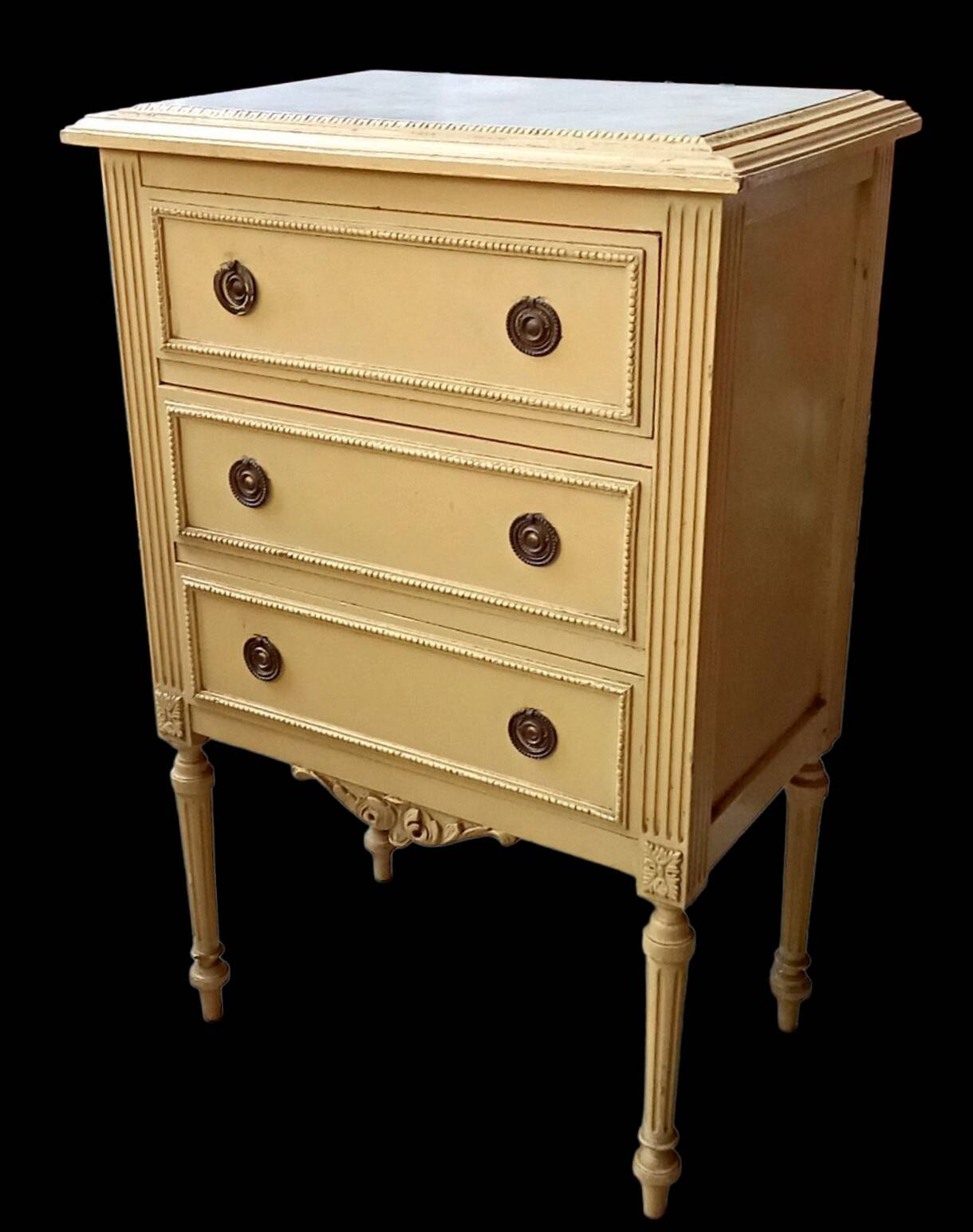 Antique small side table, Louis XVI style chest of drawers