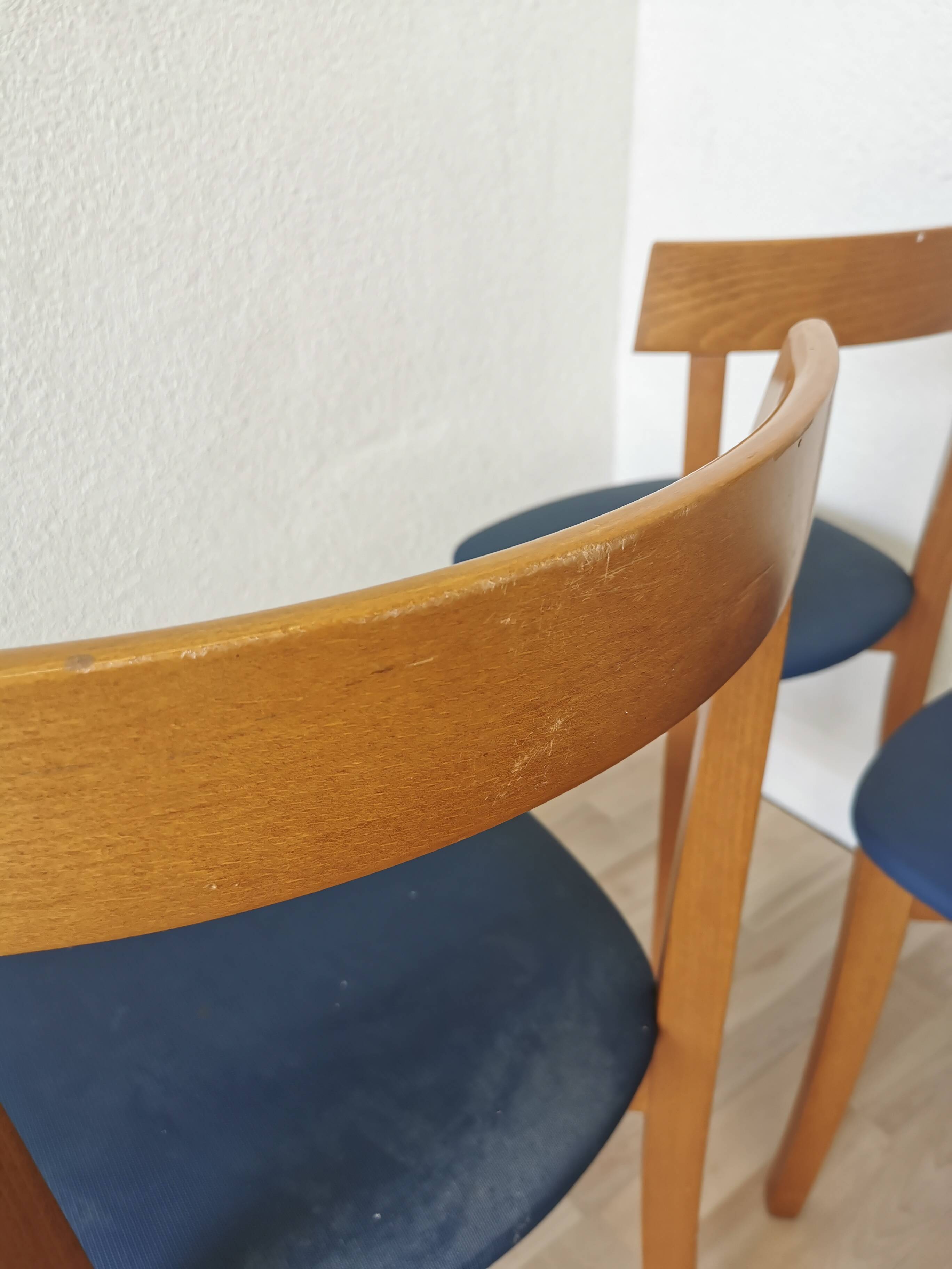 Set of 7 Vintage Calligaris Dining Chair: 1990s Italian Wooden Artek Style