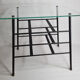 Vintage coffee table and door reviewed in glass and metal, 50s