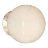Old globe in opaline vintage wall or ceiling light diameter 20 cm and aluminum base