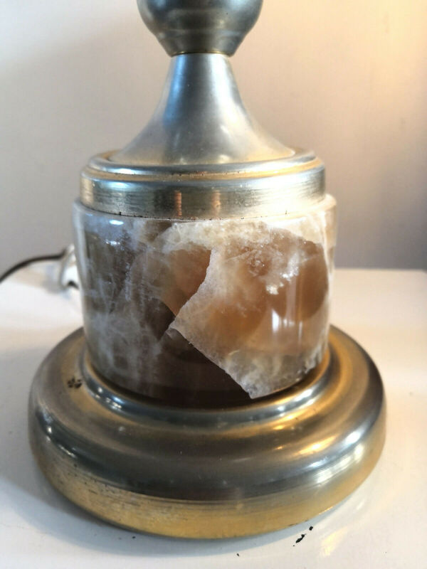 Pied de lampe marbre et inox design années 70