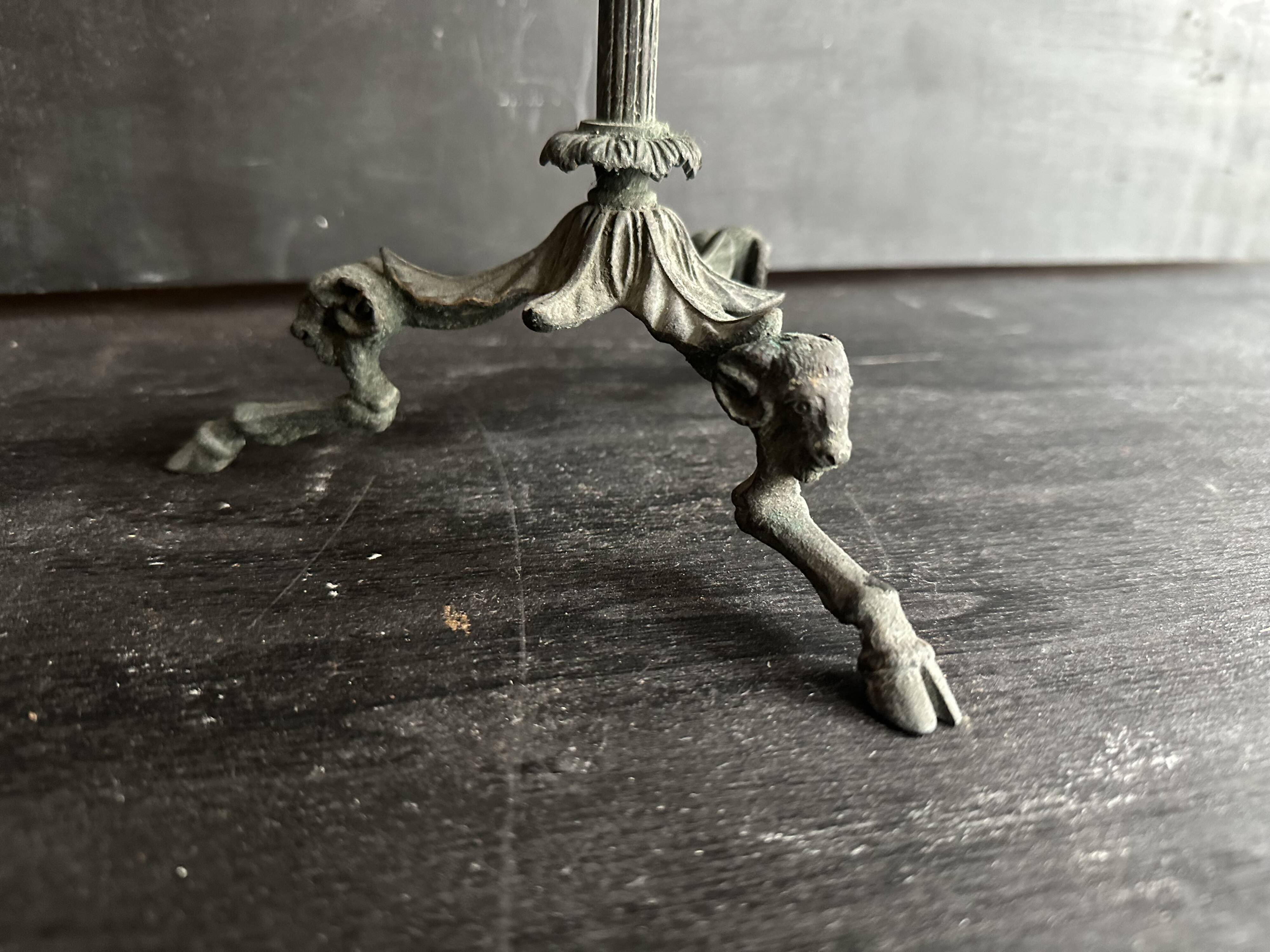 Pair of large Napoleon III candlesticks in patinated bronze