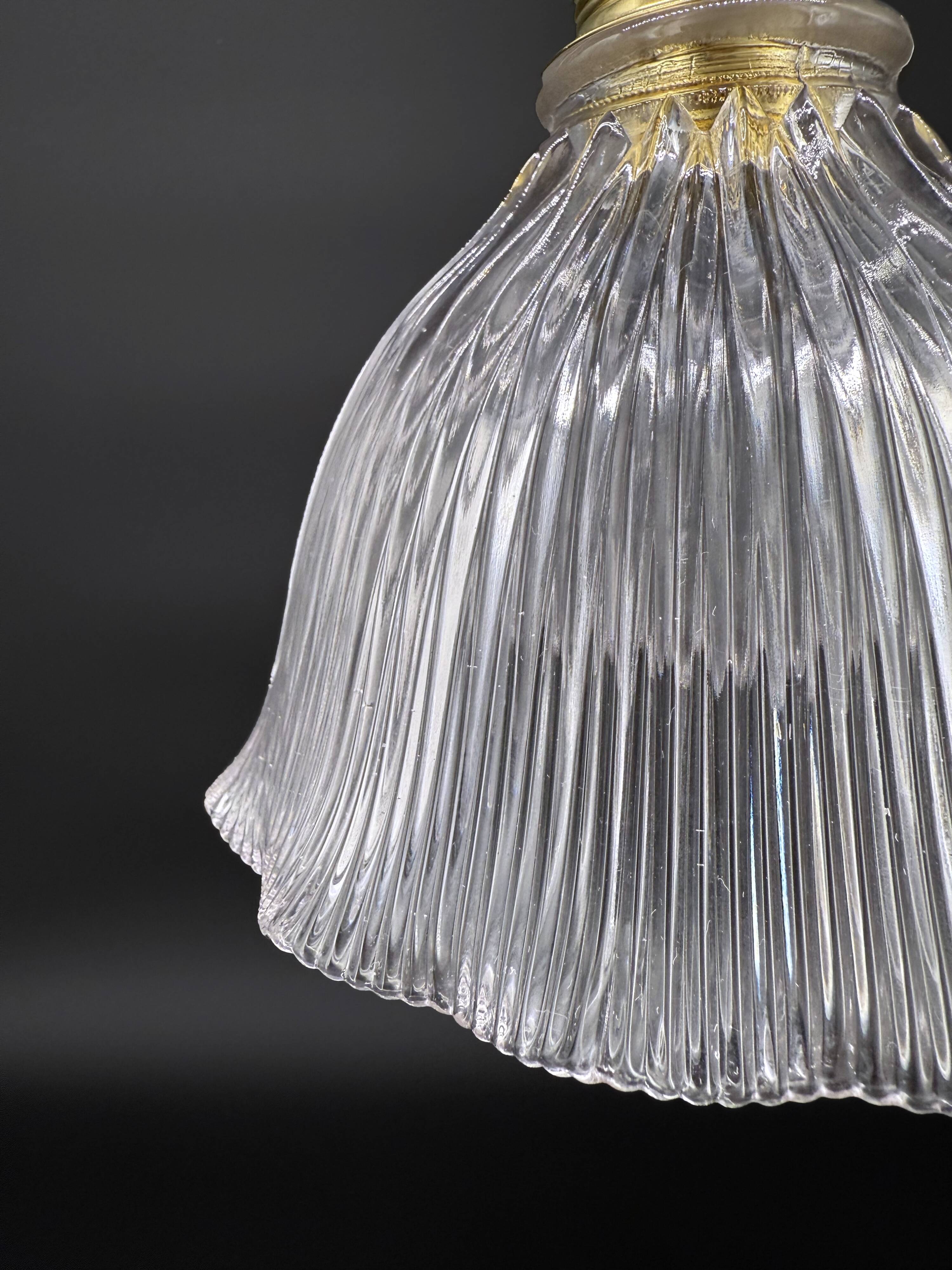 Vintage Holophane glass pendant light, draped shape
