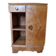 Pair of 1940s bedside tables in flame wood, Art Deco style.