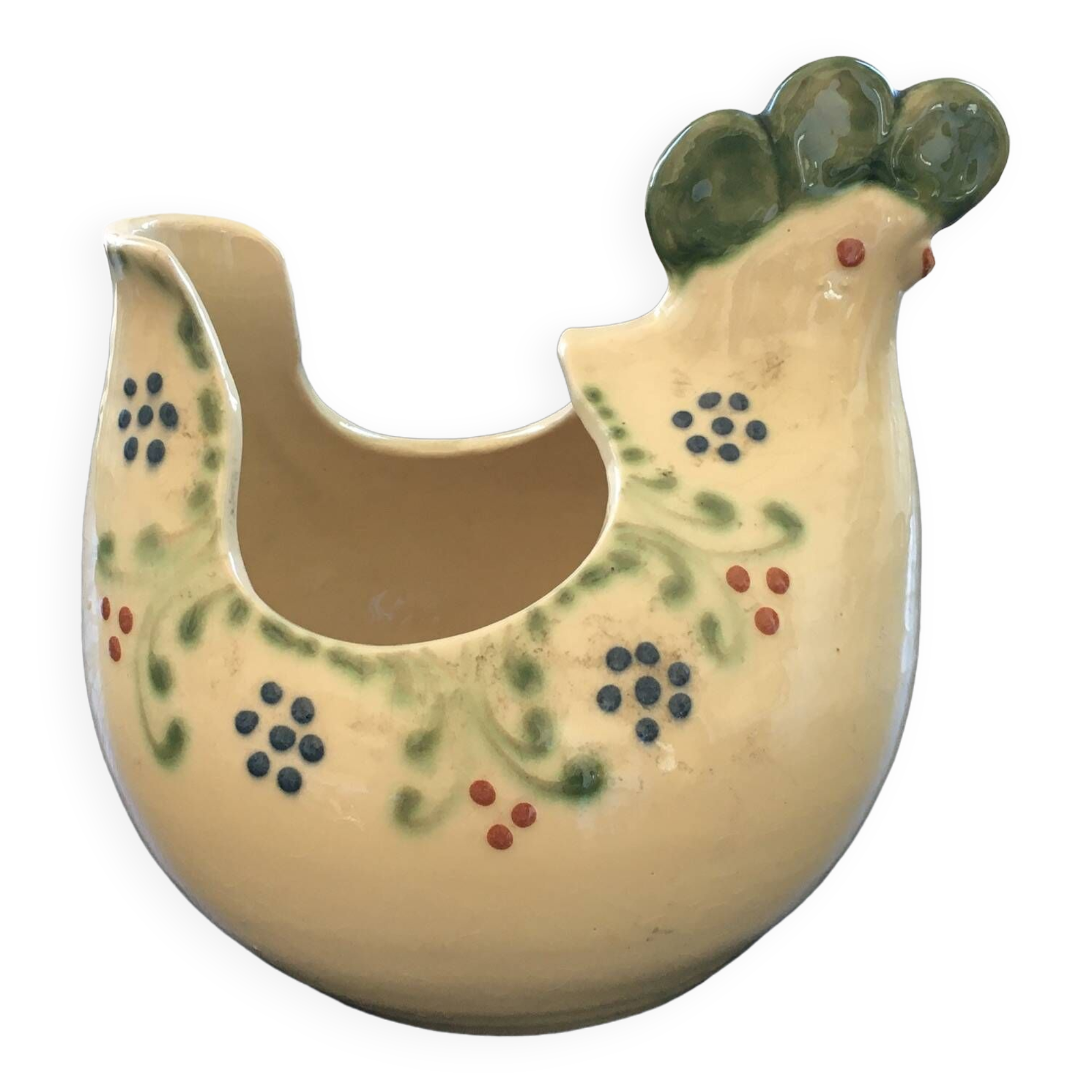 Floral chicken-shaped planter