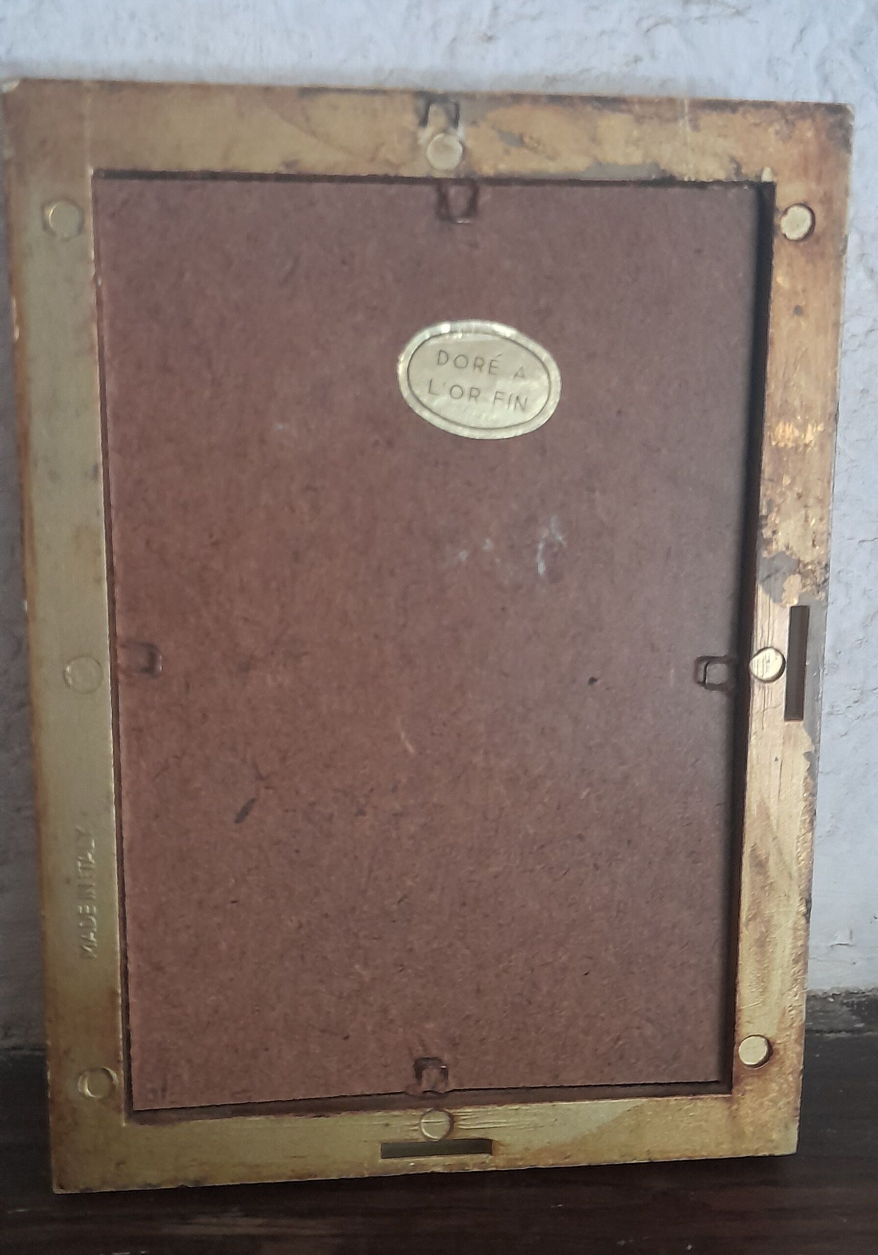 Gilded frame in fine gold, fabric portrait Marie Josephe of Austria, (13 cm x 18 cm)