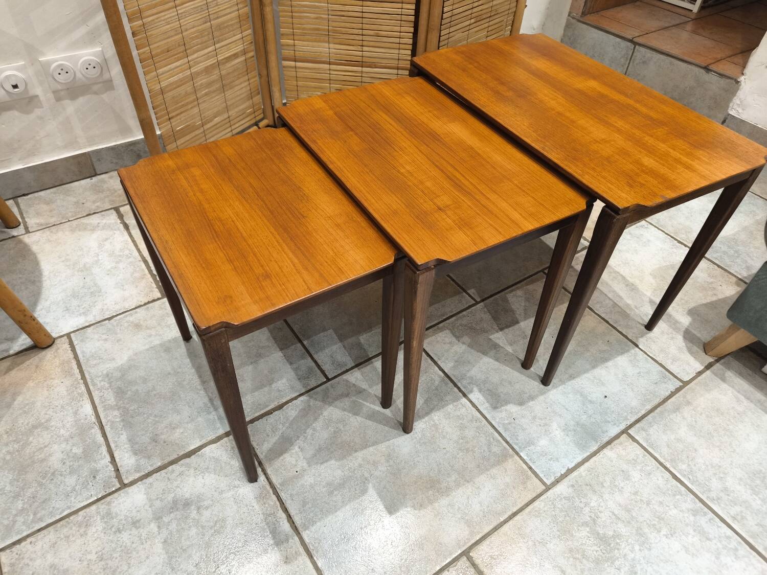 Vintage Scandinavian nesting coffee table in solid teak