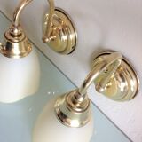 Pair of brass and opaline opaline sconces in art deco style granite