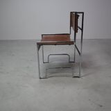 Set of 6 modernist chrome and leather dining chairs, 1970's