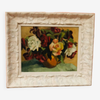 Tableau ancien huile nature morte