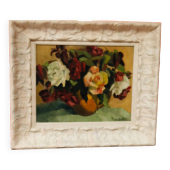 Old oil painting still life