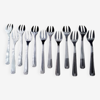 Box of 12 18 G silver-plated oyster forks