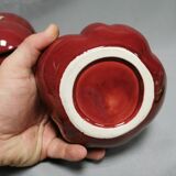 Vintage soup tureen + Trompe l'oeil sauce boat, majolica tomato shape